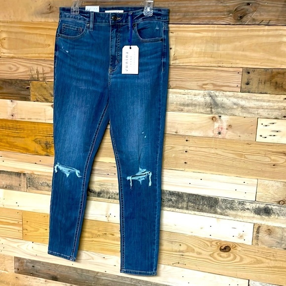 eunina Denim - Eunina Bella super high rise skinny ankle size 13 medium wash distressed jean